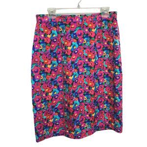 Carolyne Barton Vintage 100% Silk Below Knee Floral Skirt Size 14